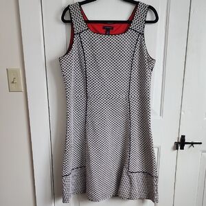 Lands' End Black and White Geometric Mini Dress